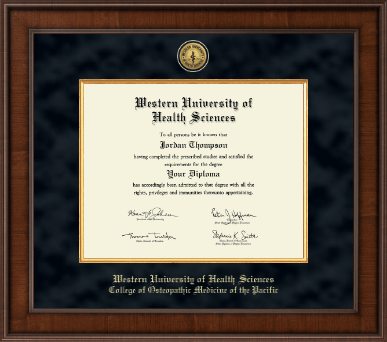 Western University of Health Sciences diploma frame - Presidential Gold Engraved Diploma Frame in Madison