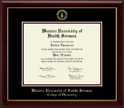 Western University of Health Sciences Gold Embossed Diploma Frame in Gallery