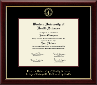 Western University of Health Sciences diploma frame - Gold Embossed Diploma Frame in Gallery