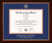 University of Florida Gold Embossed Diploma Frame in Murano