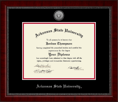Arkansas State University at Jonesboro diploma frame - Silver Engraved Medallion Diploma Frame in Sutton