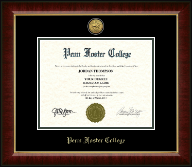 Penn Foster College diploma frame - Gold Engraved Medallion Diploma Frame in Murano
