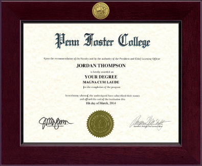 Penn Foster College diploma frame - Century Gold Engraved Diploma Frame in Cordova