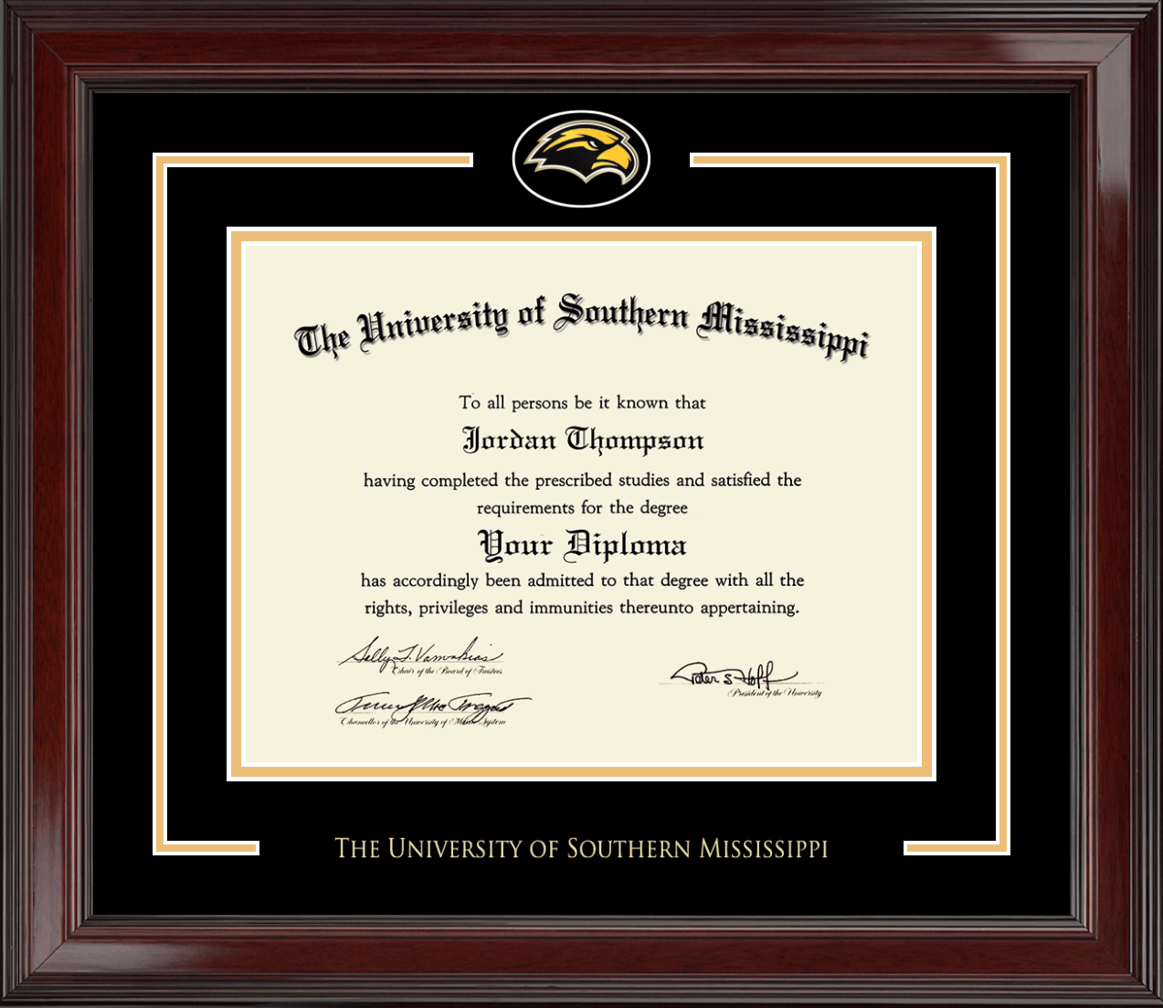 The University of Southern Mississippi Spirit Medallion Diploma Frame ...