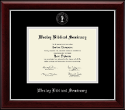 Wesley Biblical Seminary Silver Embossed Diploma Frame in Gallery Silver