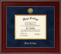 Hope College Presidential Gold Engraved Diploma Frame in Jefferson