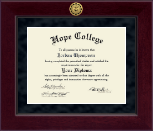 Hope College Millennium Gold Engraved Diploma Frame in Cordova