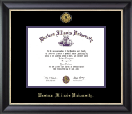 Western Illinois University Gold Engraved Medallion Diploma Frame in Noir