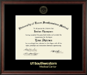 University of Texas Southwestern Medical Center Gold Embossed Diploma Frame in Studio