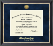 University of Texas Southwestern Medical Center Gold Engraved Medallion Diploma Frame in Noir