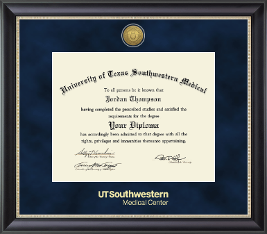 University of Texas Southwestern Medical Center diploma frame - Gold Engraved Medallion Diploma Frame in Noir