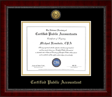 CPA Directory Inc. certificate frame - Gold Engraved Medallion Certificate Frame in Sutton