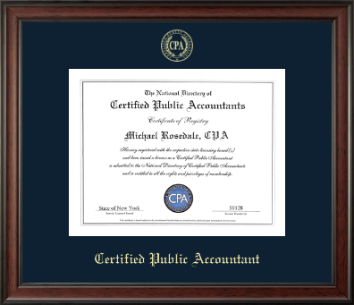 CPA Directory Inc. certificate frame - Gold Embossed Certificate Frame in Studio