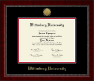 Wittenberg University  diploma frame - Gold Engraved Medallion Diploma Frame in Sutton