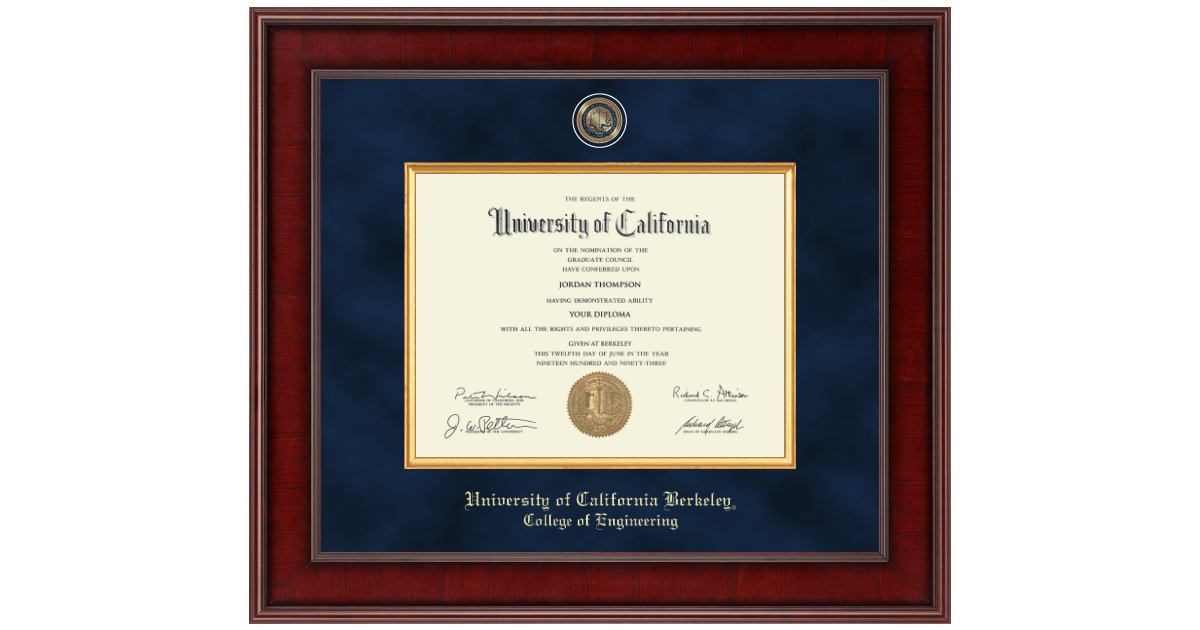 UC Berkeley College of Engineering Diploma Frames