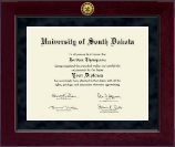 University of South Dakota Millennium Gold Engraved Diploma Frame in Cordova