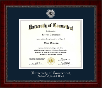 University of Connecticut School of Social Work diploma frame - Silver Engraved Medallion Diploma Frame in Sutton
