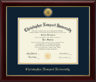 Christopher Newport University diploma frame - Gold Engraved Medallion Diploma Frame in Gallery