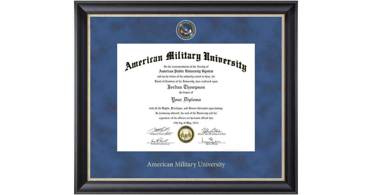 Regal Edition Diploma Frame in Noir American Military University Item