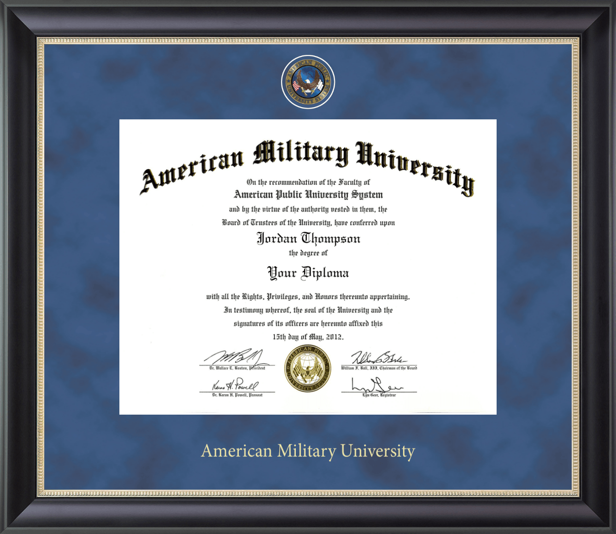 American Military University Regal Edition Diploma Frame in Noir Item