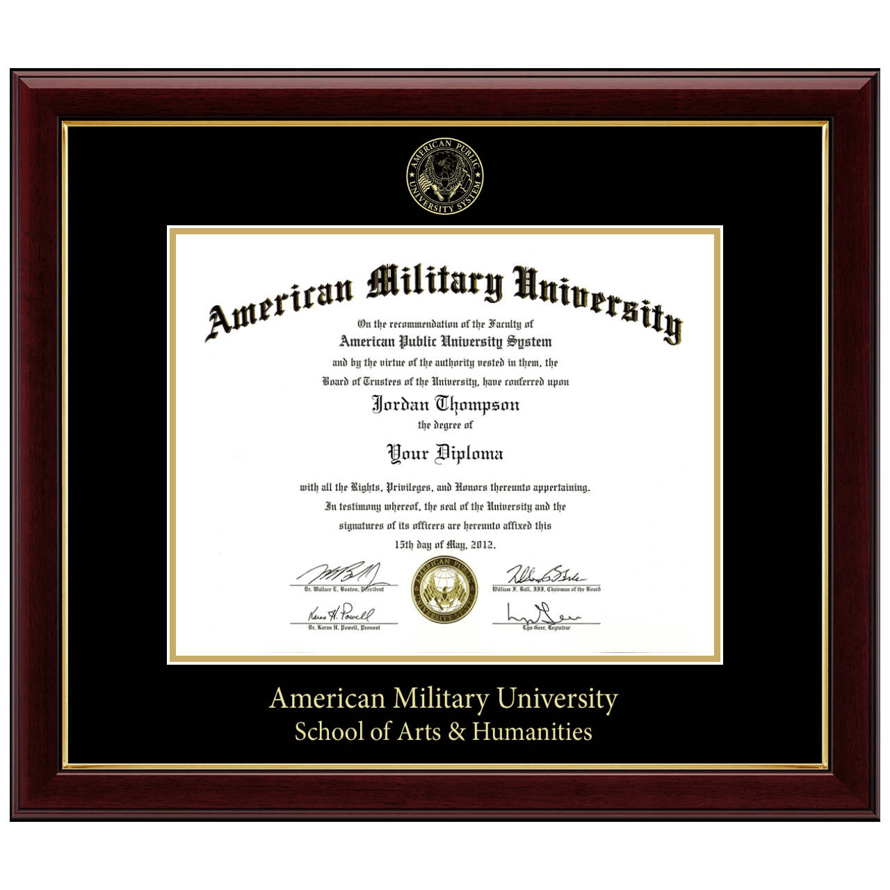 Gold Embossed Diploma Frame in Gallery American Military University