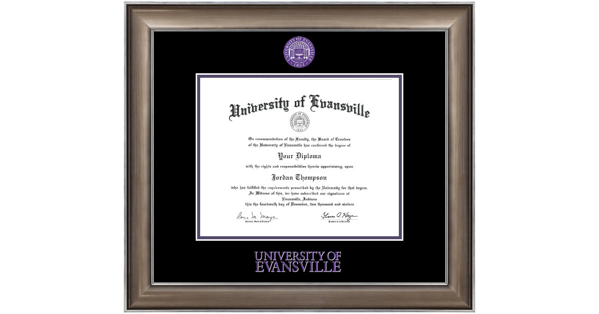 Dimensions Diploma Frame in Easton University of Evansville Item