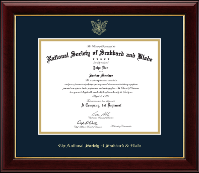 The National Society of Scabbard & Blade certificate frame - Gold Embossed Certificate Frame in Gallery