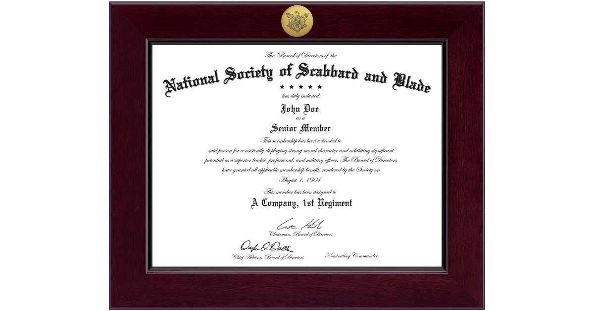 Century Gold Engraved Certificate Frame in Cordova The National Society