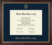 Seton Hall University Gold Embossed Diploma Frame in Studio Gold