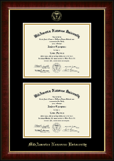 MidAmerica Nazarene University diploma frame - Gold Embossed Double Diploma Frame in Murano