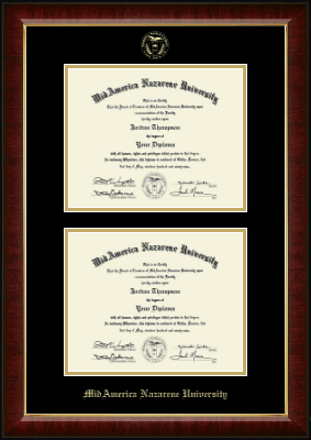 MidAmerica Nazarene University diploma frame - Gold Embossed Double Diploma Frame in Murano