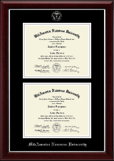 MidAmerica Nazarene University diploma frame - Silver Embossed Double Diploma Frame in Gallery Silver