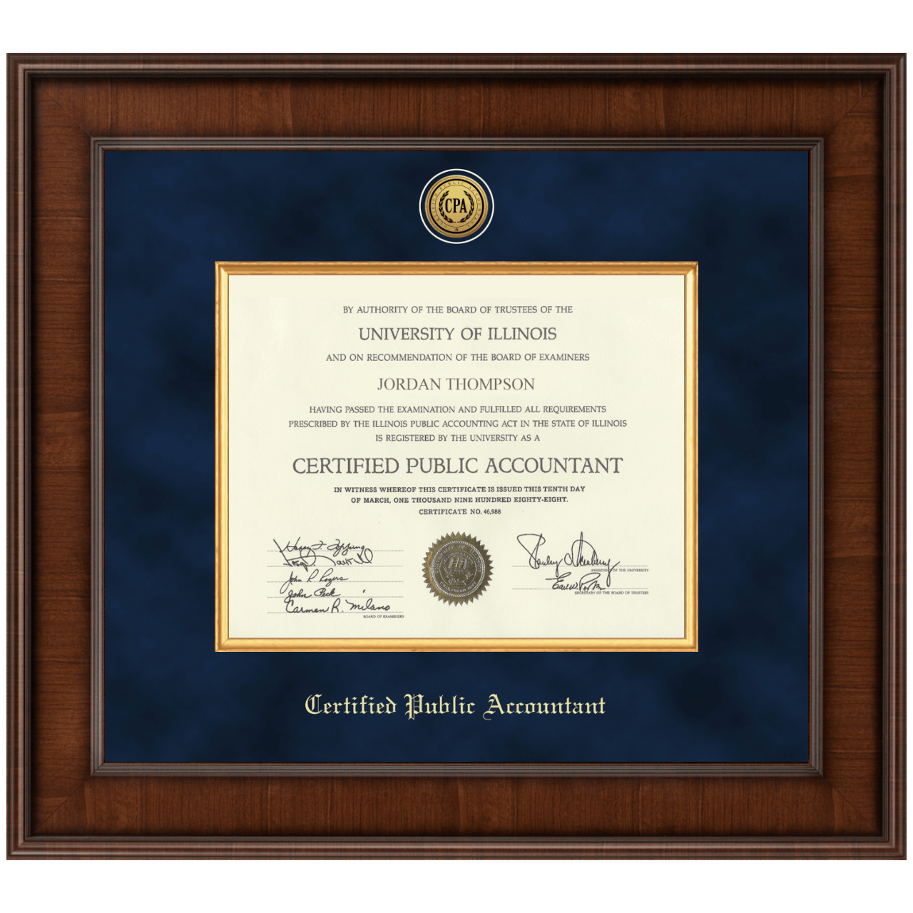 8"x10" Presidential Gold Engraved Certificate Frame in Madison