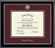 Alma College diploma frame - Silver Engraved Medallion Diploma Frame in Onyx Silver