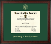 University of San Francisco Gold Embossed Diploma Frame in Studio