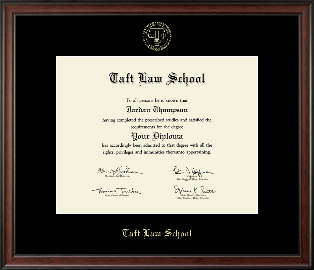 Taft Law School Gold Embossed Diploma Frame in Studio Item 271810