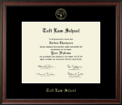 Taft Law School Gold Embossed Diploma Frame in Studio
