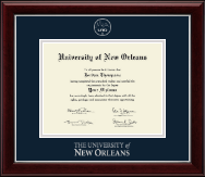 University of New Orleans Silver Embossed Diploma Frame in Gallery Silver