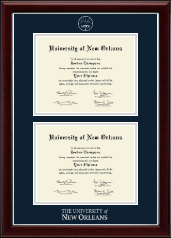 University of New Orleans Double Diploma Frame in Gallery Silver