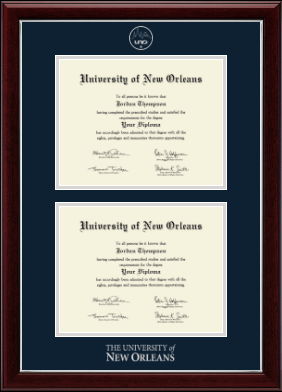 University of New Orleans diploma frame - Double Diploma Frame in Gallery Silver