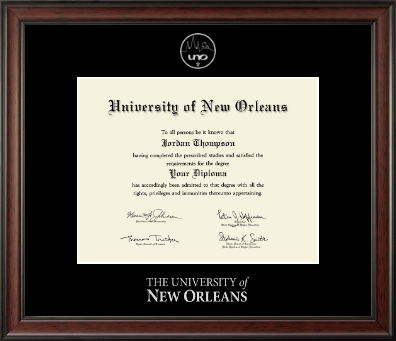 University of New Orleans diploma frame - Silver Embossed Diploma Frame in Studio