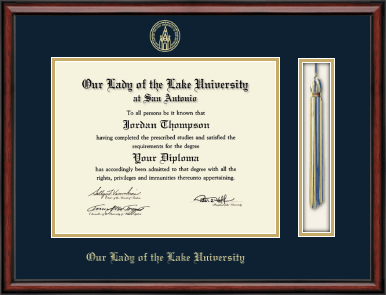 Our Lady of the Lake University diploma frame - Tassel & Cord Diploma Frame in Southport