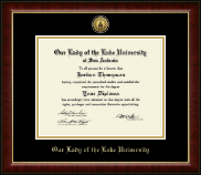 Our Lady of the Lake University Gold Engraved Medallion Diploma Frame in Murano
