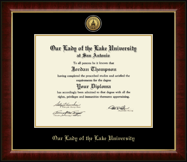 Our Lady of the Lake University diploma frame - Gold Engraved Medallion Diploma Frame in Murano