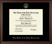 Our Lady of the Lake University Gold Embossed Diploma Frame in Studio