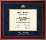 Thomas Jefferson School of Law Presidential Gold Engraved Diploma Frame in Jefferson