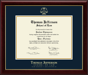 Thomas Jefferson School of Law diploma frame - Gold Embossed Diploma Frame in Gallery