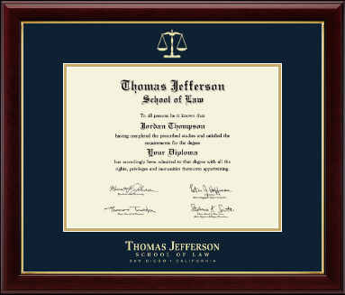 Thomas Jefferson School of Law diploma frame - Gold Embossed Diploma Frame in Gallery