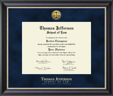 Thomas Jefferson School of Law diploma frame - Gold Engraved Medallion Diploma Frame in Noir
