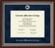 Colorado Mountain College Silver Engraved Medallion Diploma Frame in Devonshire
